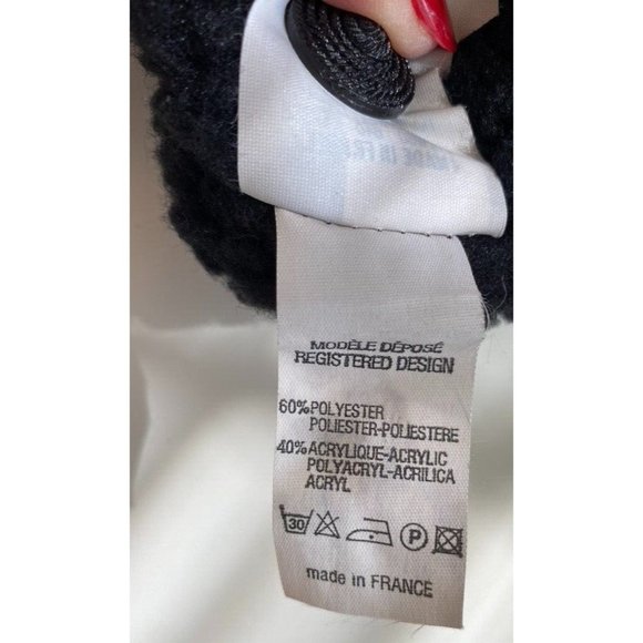 Jacquard Du Monde Sz L Knit Wool Blend Jacket Fleece Liner Floral Made in France - Picture 12 of 13